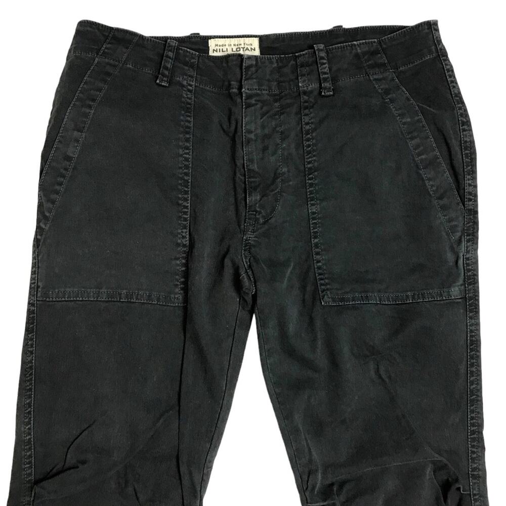 Nili Lotan Cropped Military Jogger Ankle Zipper Carbon Charcoal Black Pants 2 - Picture 4 of 13